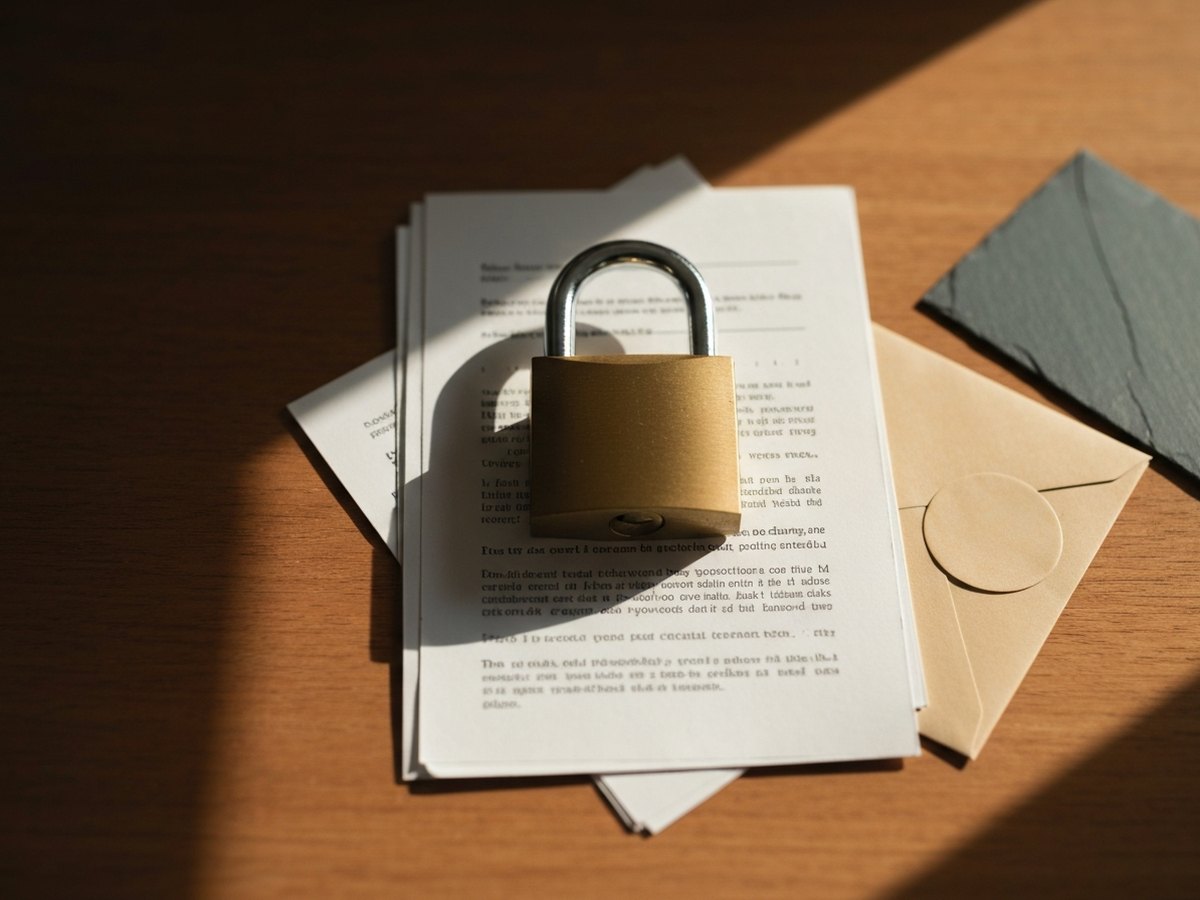 A closed padlock resting on a stack of statements, symbolizing a credit freeze.
